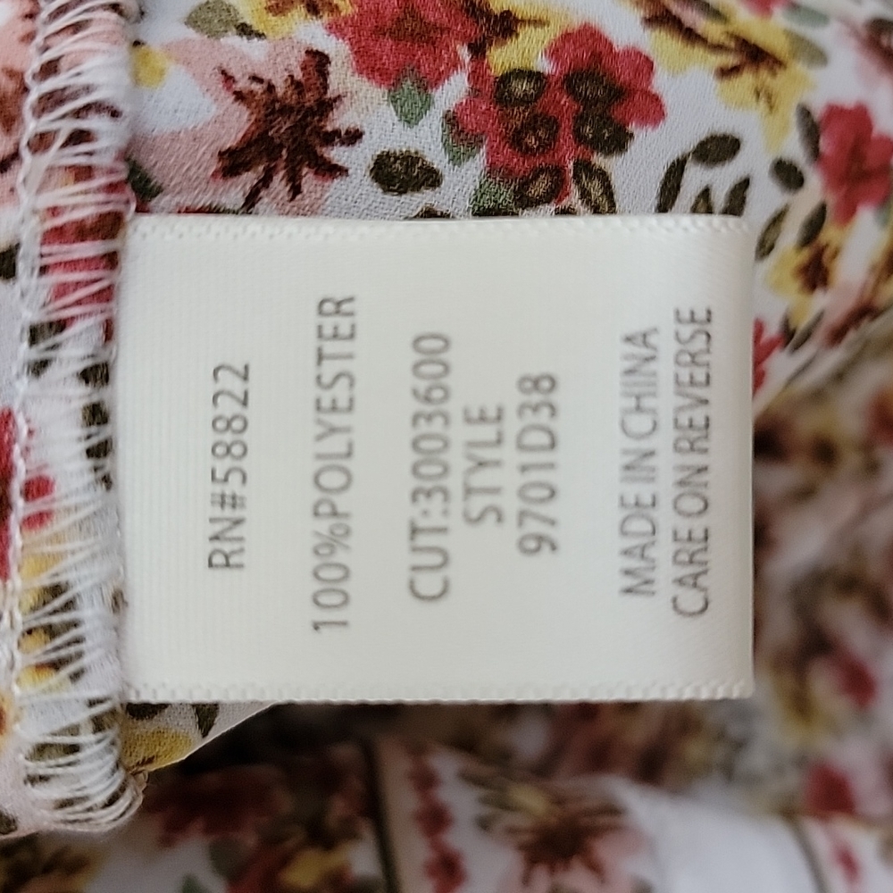 New Max Studio Boho Floral Print Ruffled Trim Short Sleeve Top M - Picture 8 of 12